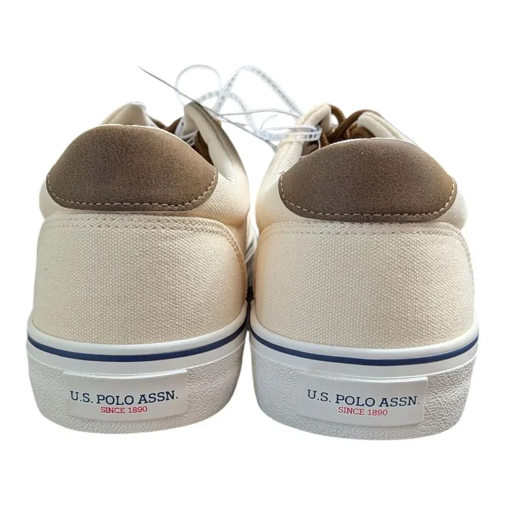 U.S. Polo Assn. Men's Wembley Canvas Sneakers 10.5 Beige/Cream Casual Low Top